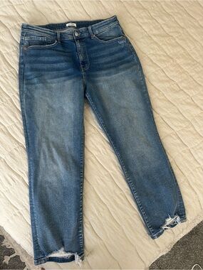 Artemis Vintage Mid-High Rise Distressed Straight Bootcut Jeans - SuperStretchy!
